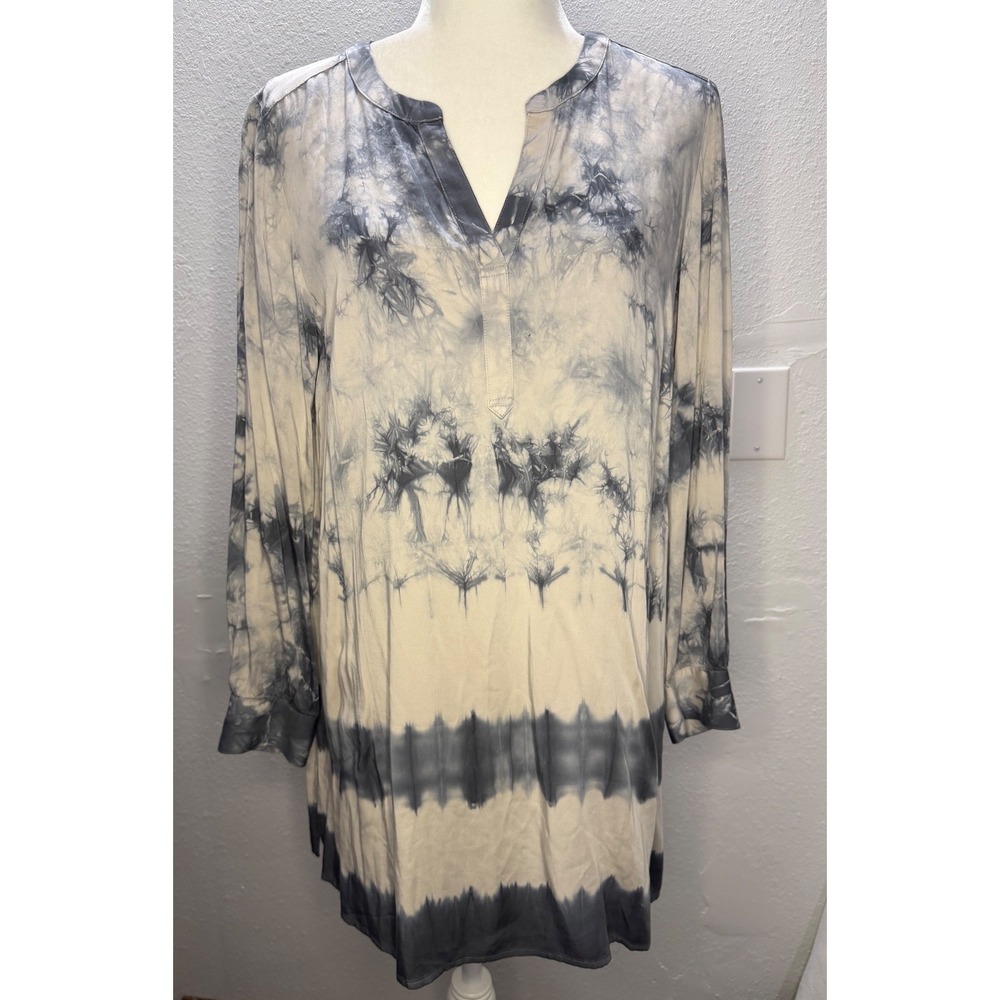 Pure Jill J. Jill Grey Tie Dye Tunic Top Petite Small EcoVero Viscose Longline